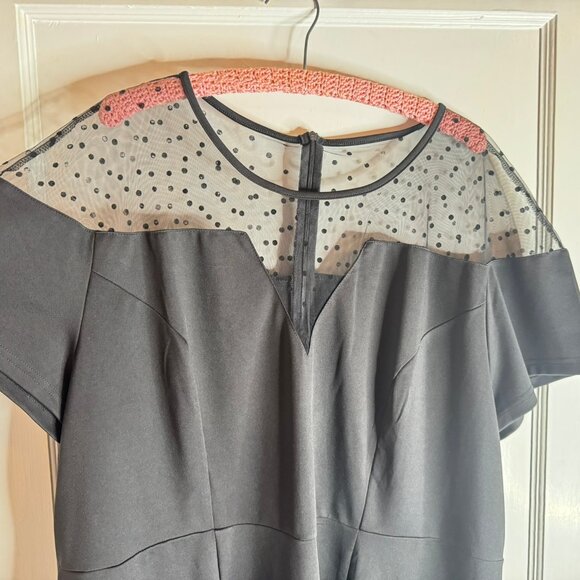 LBD cocktail sheer shoulder dress sz 4x - Picture 2 of 6